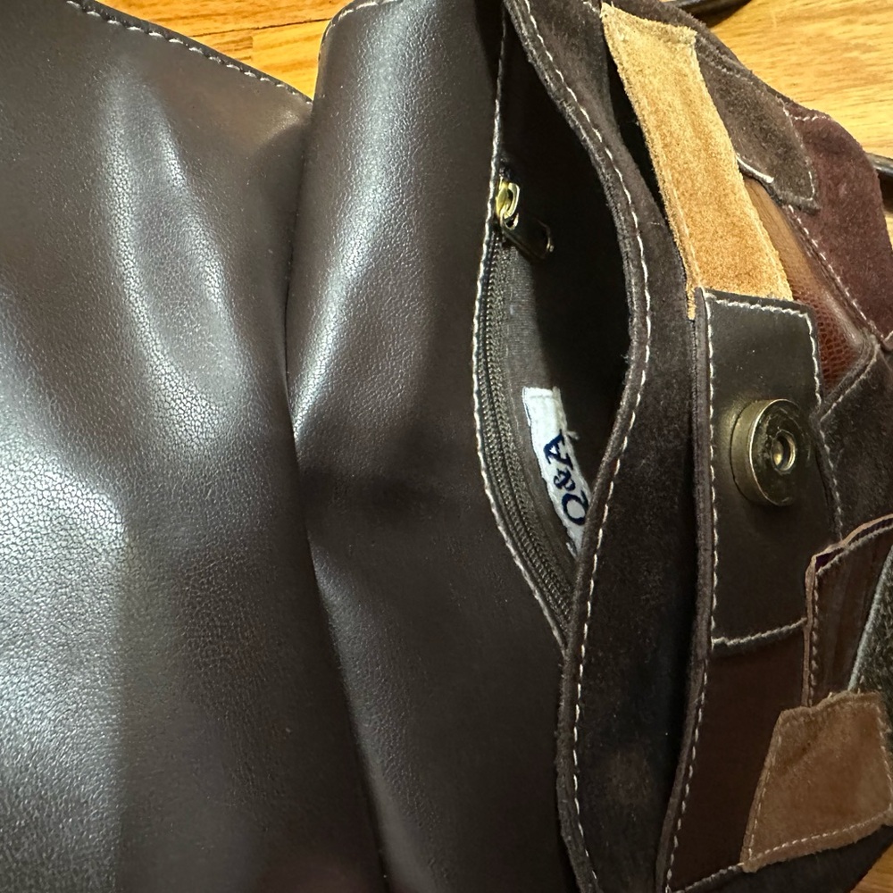 Patchwork Brown Suede Crossbody Bag - image 3